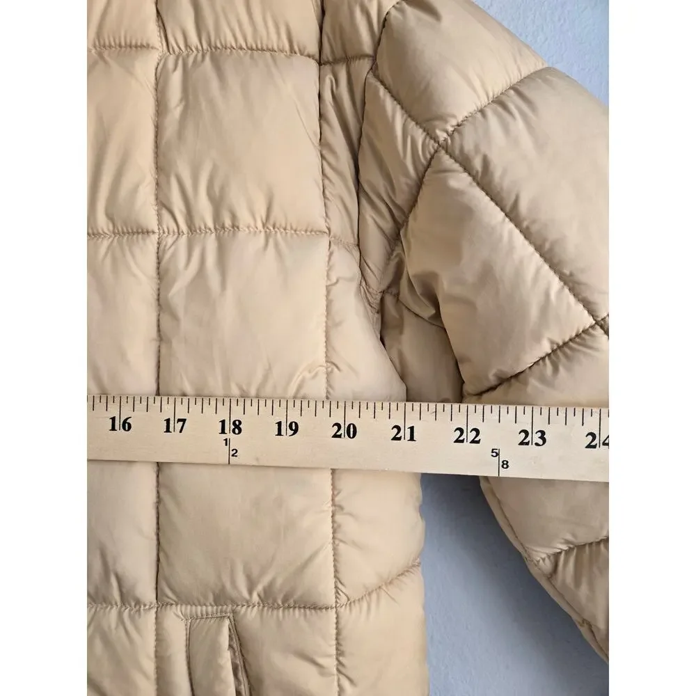Levi's 733 Box Quilted Puffer Jacket Tan Beige S Small‎ Pockets Full Zip